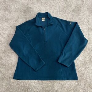 LL Bean Women’s Teal Quarter-Zip Fleece Pullover. Size XL